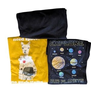 Wonder Nation Set Of 3‎ T-Shirts- 2 Space Themed, 1 Plain Black